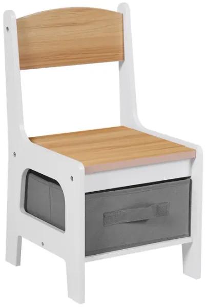 LuxenHome Kids Art Play Activity Table with Storage Shelf and Chair Set with Storage Baskets, White & Gray