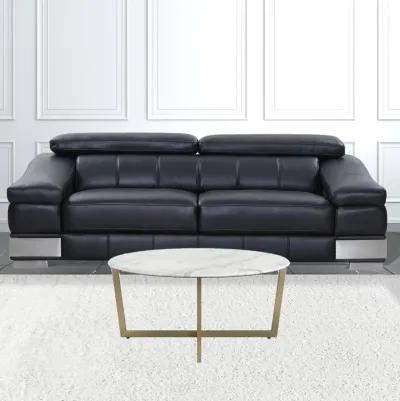 Homezia White on Gold Faux Marble Round Coffee Table