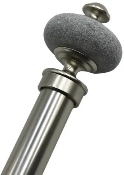 Linen Avenue Grey Stone Cap Double Window Curtain Rod Set