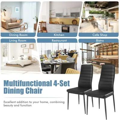 4 Pieces Modern Leather Dinning Chairs Set with Metal Frame