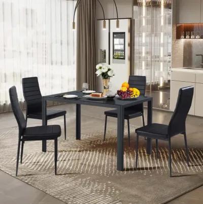 4 Pieces Modern Leather Dinning Chairs Set with Metal Frame