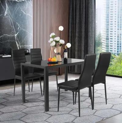 4 Pieces Modern Leather Dinning Chairs Set with Metal Frame