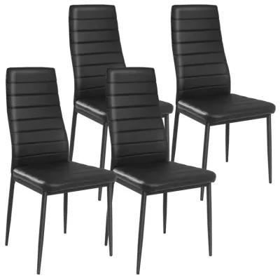 4 Pieces Modern Leather Dinning Chairs Set with Metal Frame