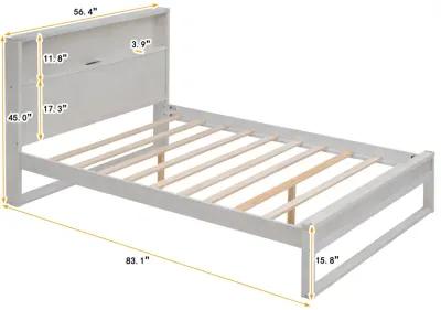 Merax Platform Bed with Storage Headboard