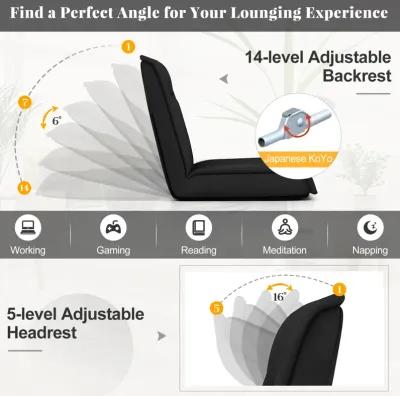 Folding Floor Chair Convertible Lazy Chair with 14-Poistion Adjustable Backrest