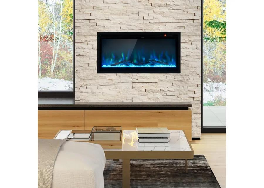 Hivvago Electric Fireplace in-Wall Recessed with Remote Control and Adjustable Color and Brightness