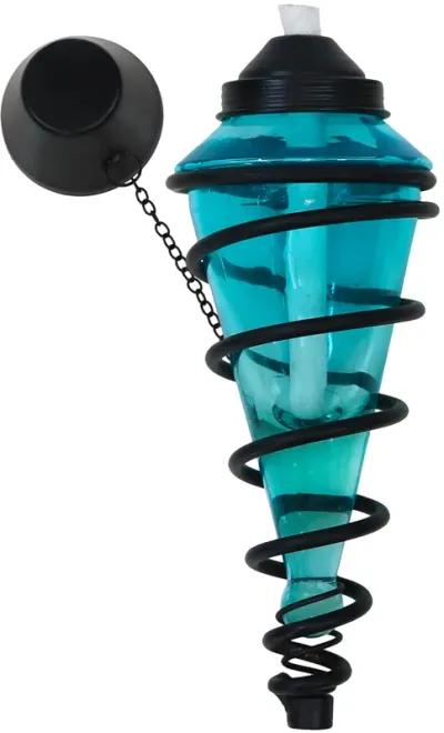 Sunnydaze Set of 2 2-in-1 Swirling Metal Glass Lawn Torches