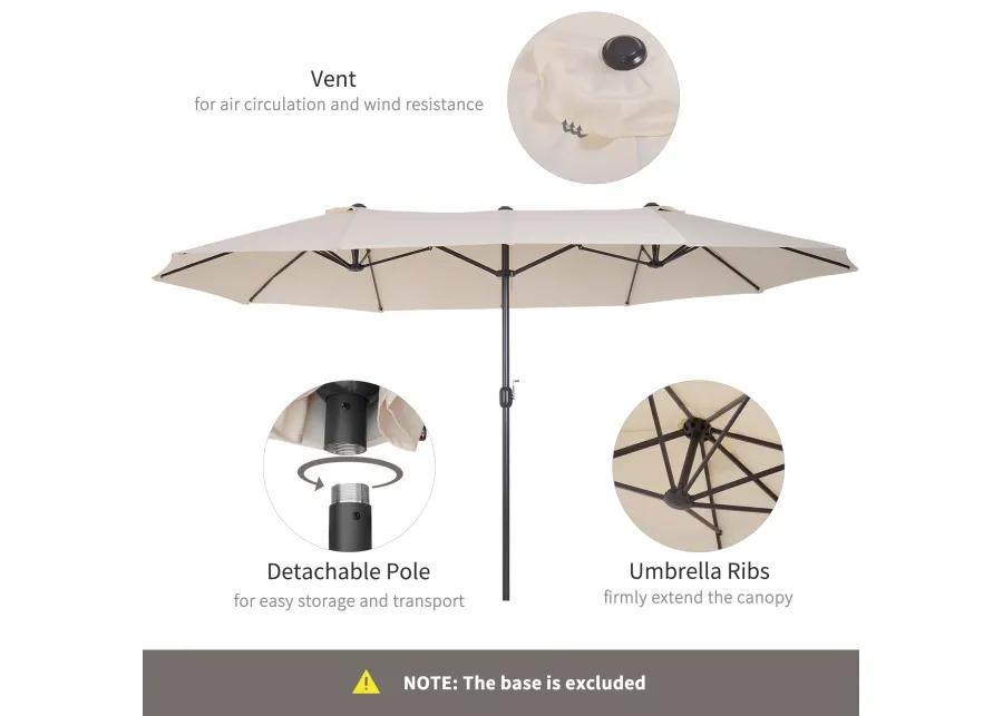 Cream Dual-Sided Shade: 15ft Double Patio Umbrella with Crank