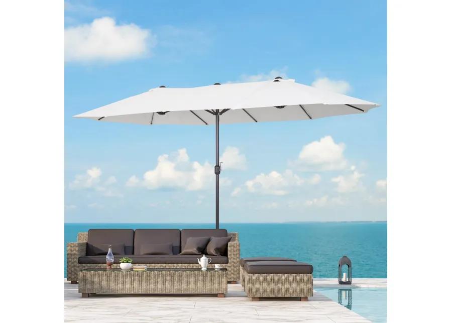 Cream Dual-Sided Shade: 15ft Double Patio Umbrella with Crank