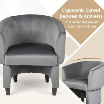 Upholstered Velvet Barrel Chair with Ottoman