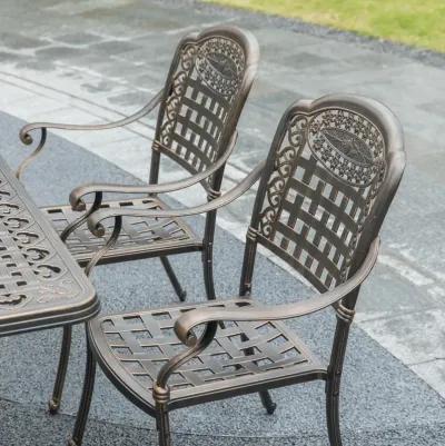 Indoor and Outdoor Bronze Dinning Set 2 Chairs Cast Aluminum.