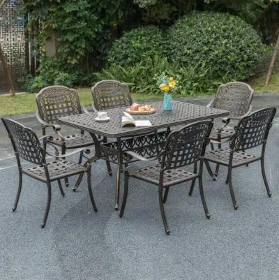 Indoor and Outdoor Bronze Dinning Set 2 Chairs Cast Aluminum.