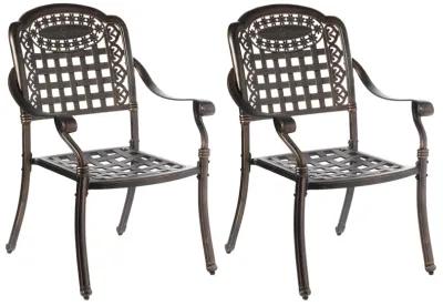 Indoor and Outdoor Bronze Dinning Set 2 Chairs Cast Aluminum.