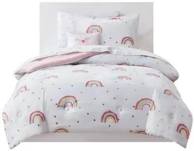 Gracie Mills Thyme Rainbow and Metallic Stars Comforter Set with Coordinating Bed Sheets