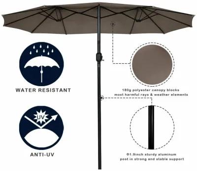 15 Feet Double-Sided Outdoor Patio Umbrella with Crank without Base