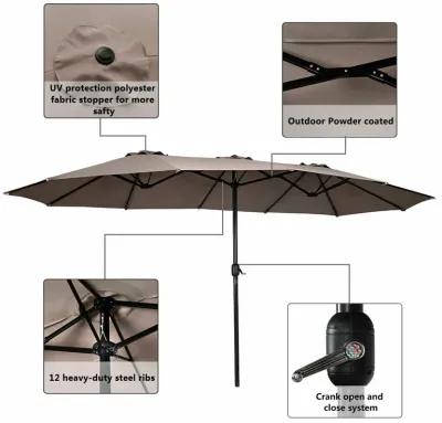 15 Feet Double-Sided Outdoor Patio Umbrella with Crank without Base