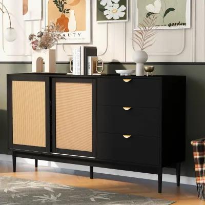 Merax Featured Two-Door Buffet Cabinet with Metal Handles