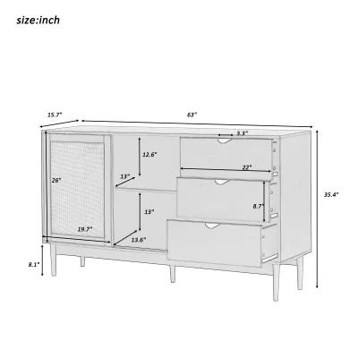 Merax Featured Two-Door Buffet Cabinet with Metal Handles