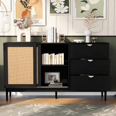 Merax Featured Two-Door Buffet Cabinet with Metal Handles