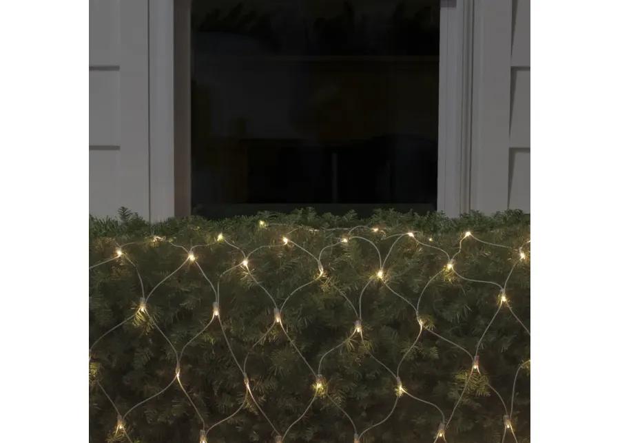 2' x 8' Warm White LED Wide Angle Net Style Column Wrap Christmas Lights  White Wire