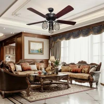 52" Electric Ceiling Fan with 5 Blades and 3 Lights for Living Room and Bedroom