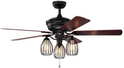 52" Electric Ceiling Fan with 5 Blades and 3 Lights for Living Room and Bedroom