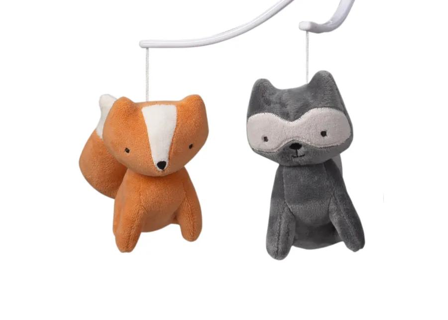 Bedtime Originals Acorn Gray/Orange Fox and Raccoon Musical Baby Crib Mobile