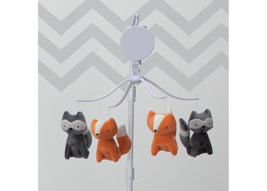 Bedtime Originals Acorn Gray/Orange Fox and Raccoon Musical Baby Crib Mobile