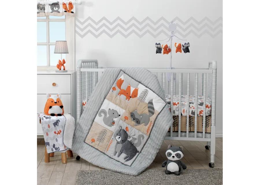 Bedtime Originals Acorn Gray/Orange Fox and Raccoon Musical Baby Crib Mobile