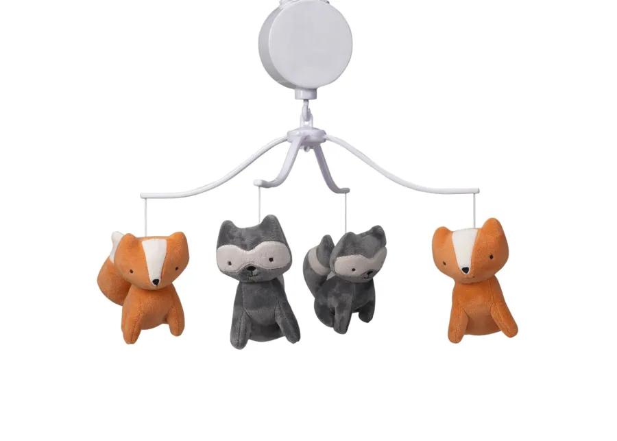 Bedtime Originals Acorn Gray/Orange Fox and Raccoon Musical Baby Crib Mobile