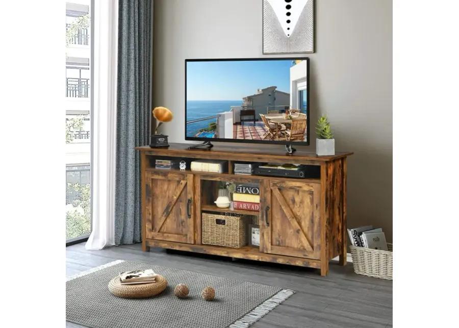 60" Industrial TV Stand Entertainment Center with Shelve and Cabinet-Brown