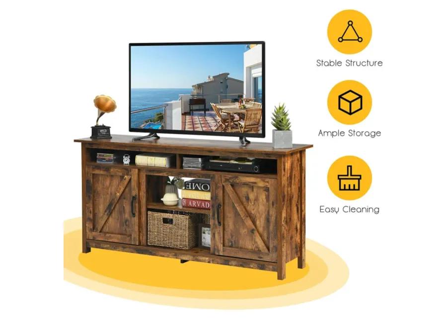 60" Industrial TV Stand Entertainment Center with Shelve and Cabinet-Brown