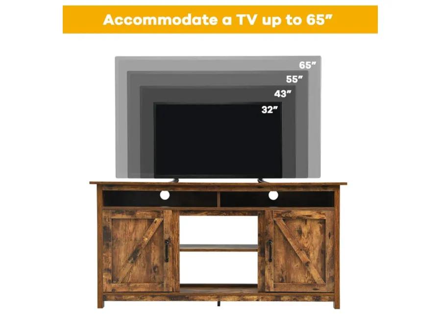 60" Industrial TV Stand Entertainment Center with Shelve and Cabinet-Brown