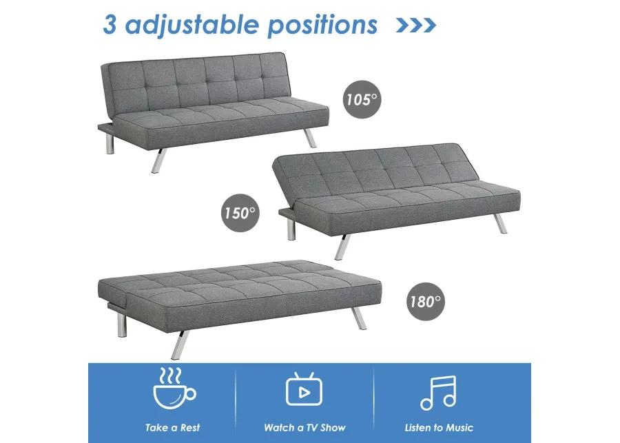 3-Seat Convertible Sofa Bed with High-Density Sponge for Living Room