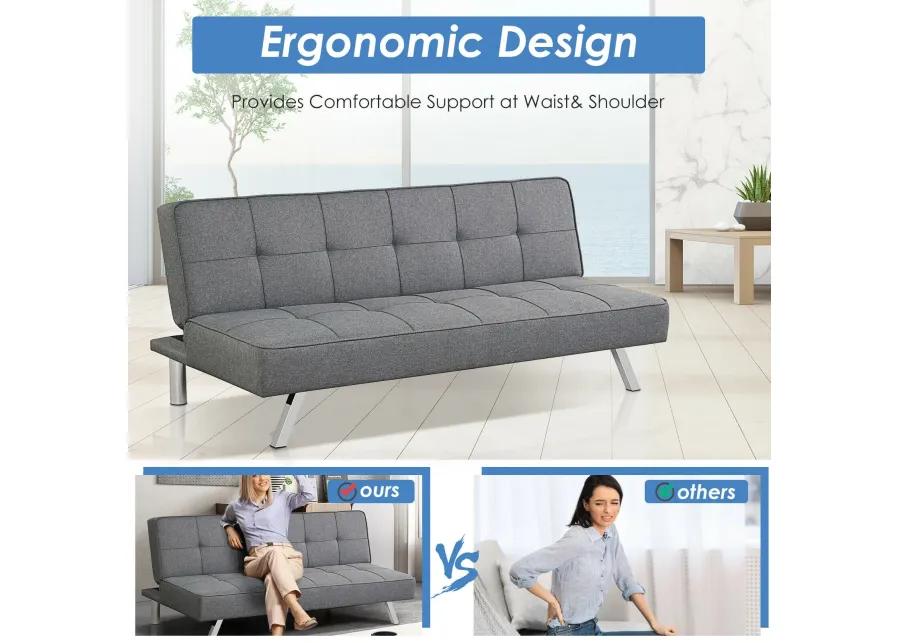 3-Seat Convertible Sofa Bed with High-Density Sponge for Living Room