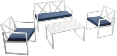 4 Pieces Outdoor Conversation Set with Sturdy Steel Frame