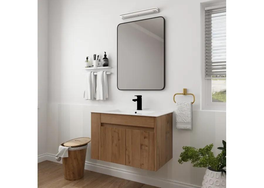 30 Inch Bathroom Vanity With Ceramic Basin And Adjust Open Shelf