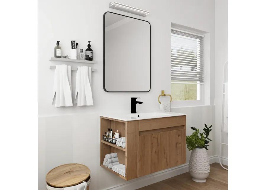 30 Inch Bathroom Vanity With Ceramic Basin And Adjust Open Shelf