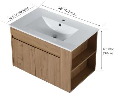 30 Inch Bathroom Vanity With Ceramic Basin And Adjust Open Shelf