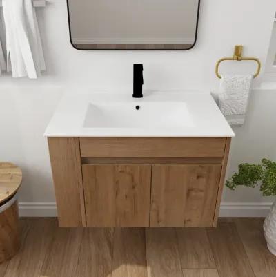 30 Inch Bathroom Vanity With Ceramic Basin And Adjust Open Shelf