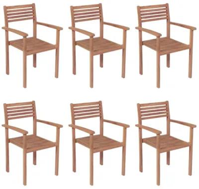 vidaXL Stackable Garden Chairs with Cushions 6 pcs Solid Teak Wood