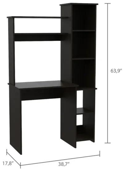 Marston 6-Shelf Writing Desk With Built-In Bookcase Wengue