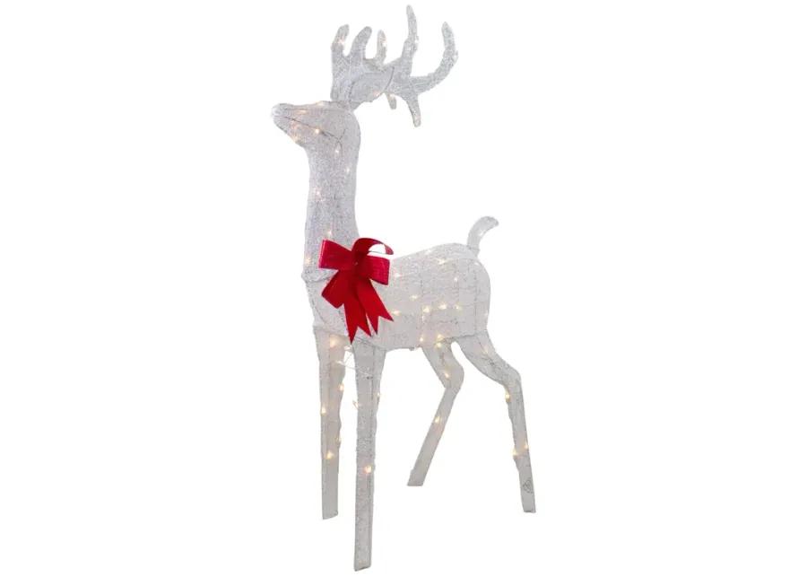 52" Lighted White Mesh Standing Buck Outdoor Christmas Decoration - Clear Lights