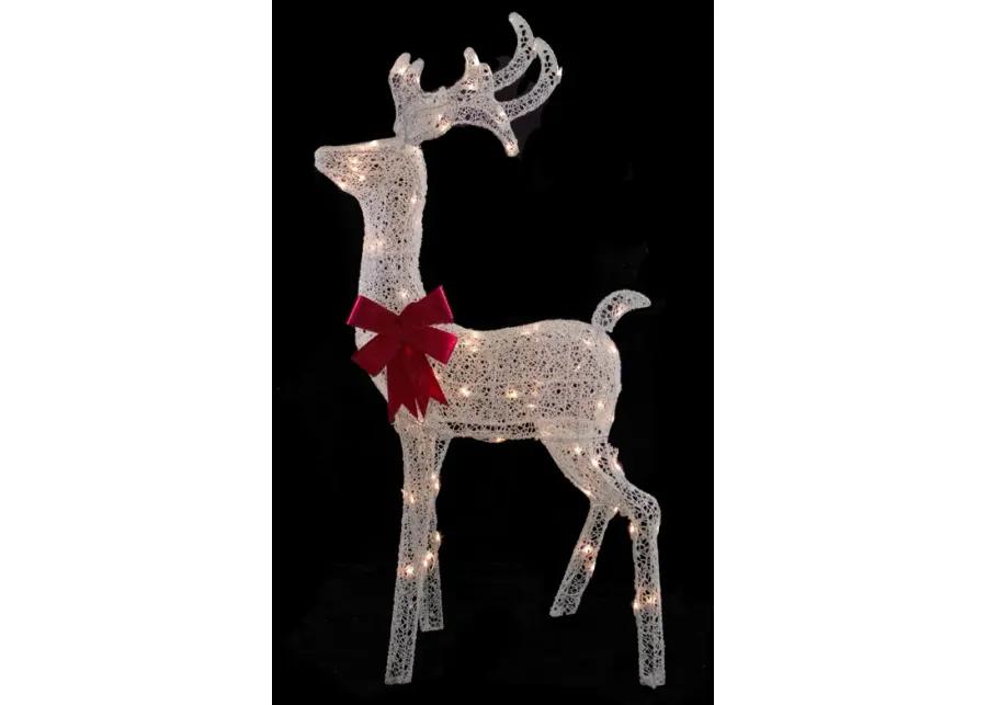 52" Lighted White Mesh Standing Buck Outdoor Christmas Decoration - Clear Lights