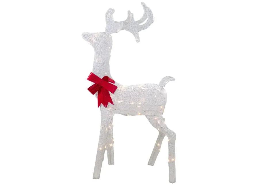 52" Lighted White Mesh Standing Buck Outdoor Christmas Decoration - Clear Lights