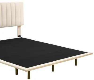 Merax Modern Velvet  Platform Bed with Sensor Light