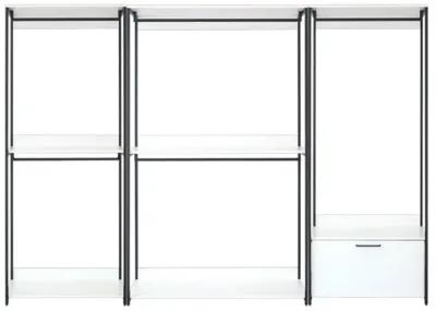 FC Design Klair Living White Freestanding Walk in Wood Closet System with Metal Frame