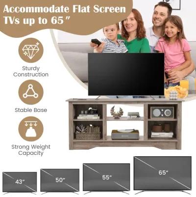 TV Stand for up to 65 Inch Flat Screen TVs with Adjustable Shelves for 18 Inch Electric Fireplace