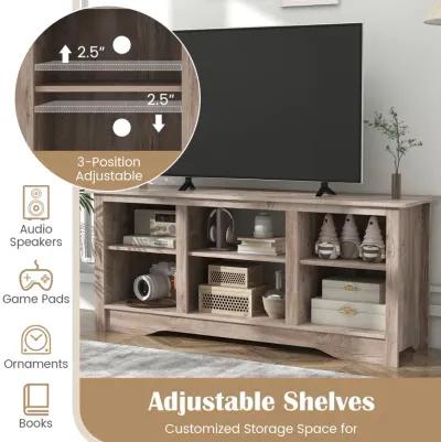 TV Stand for up to 65 Inch Flat Screen TVs with Adjustable Shelves for 18 Inch Electric Fireplace