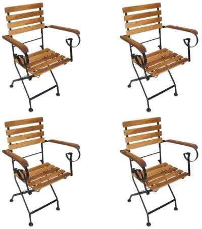 vidaXL Folding Patio Chairs 4 pcs Steel and Solid Wood Acacia